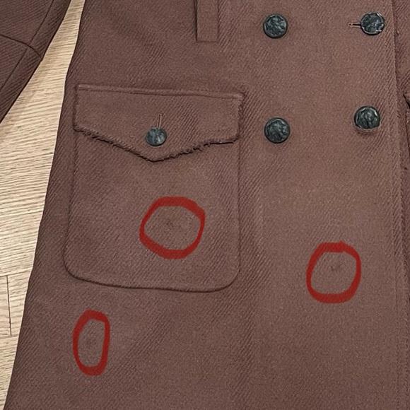 Brown wool peacoat with detachable fur collar - Picture 7 of 7